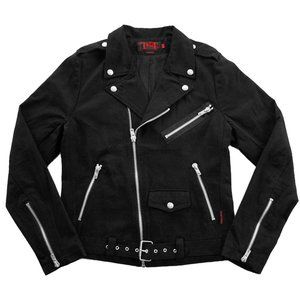 Men's Medium Tripp NYC Black Cotton Moto Biker Jacket zipper